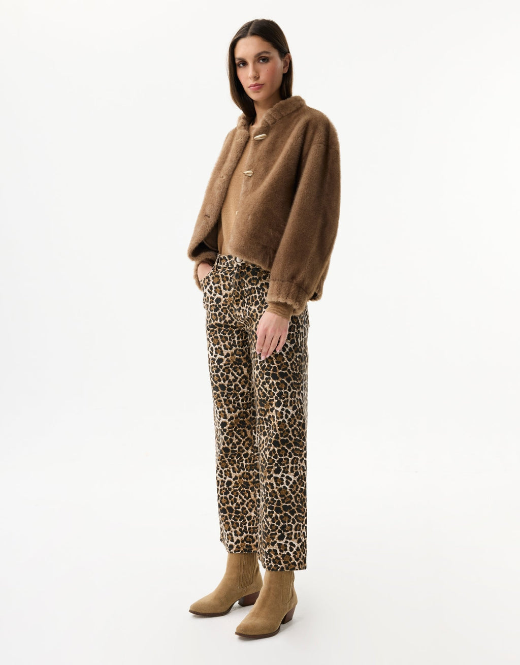 Veste courte en fausse fourrure