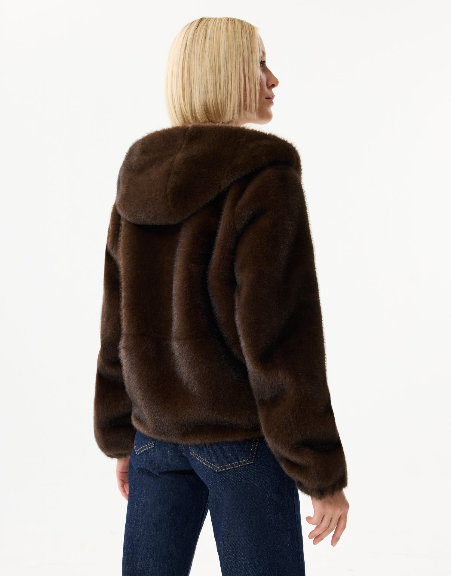 Veste à capuche en fausse fourrure